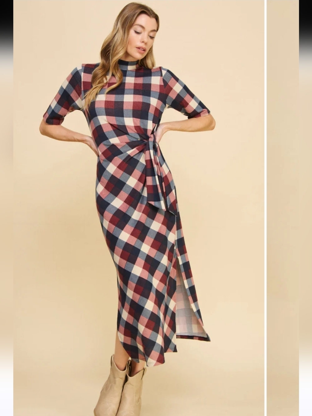 If She Loves Anastasia Checkered Dress Midi Like New Sz Small